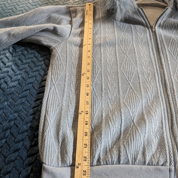 Baby Blue Big Fur Trim Hooded Jacket - Picture 7 of 7